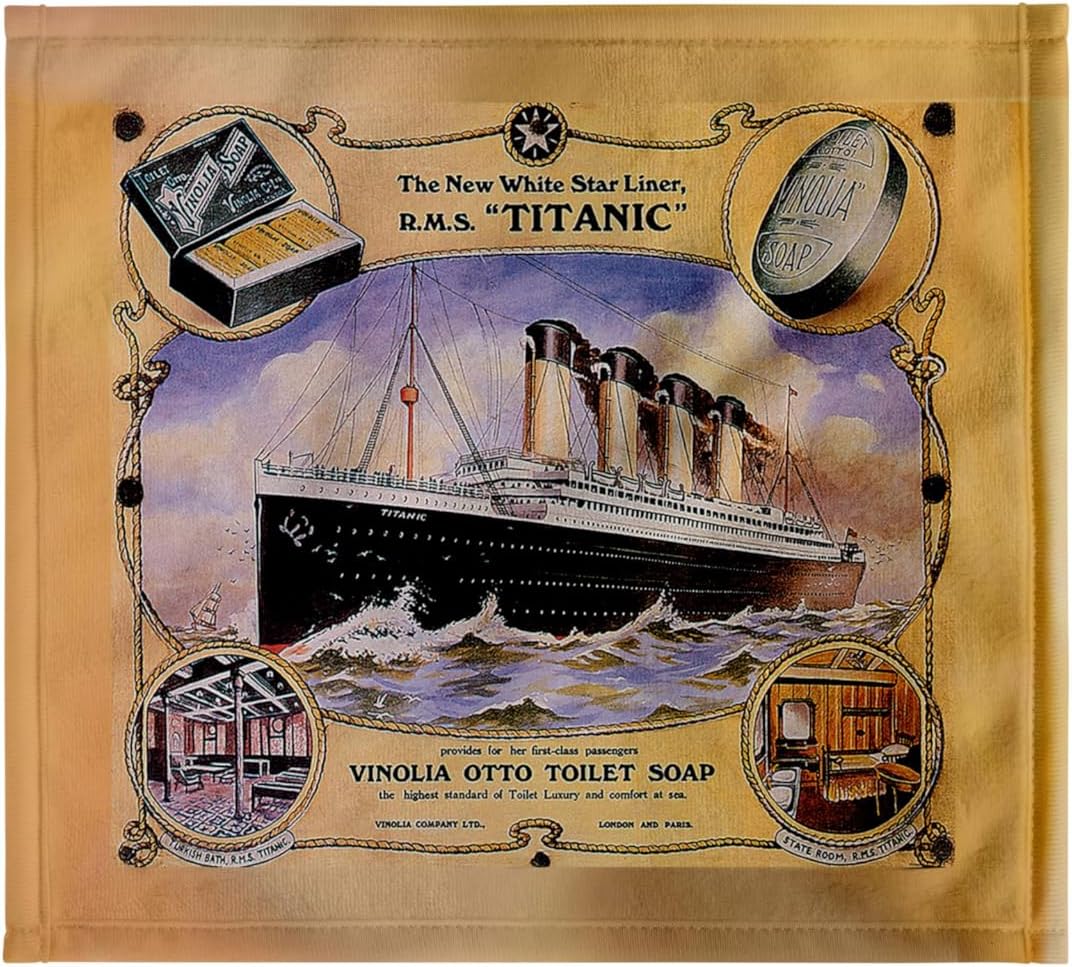 3dRose Vintage White Star Line Titanic Vinolia Otto Toilet Soap Advertising Poster 22x30 Bath Hand Pool Towel