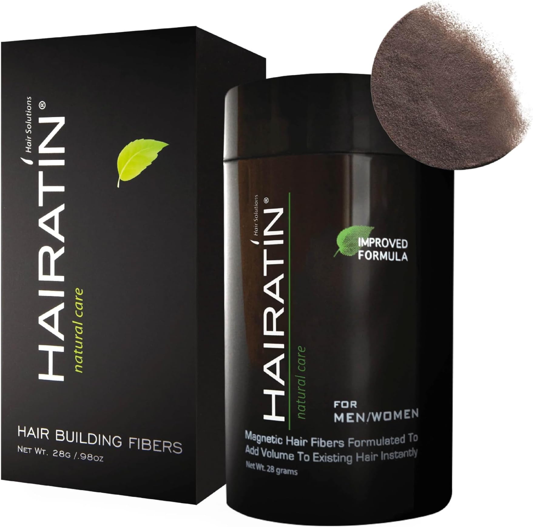 HAIRATIN Building Fibers for Thinning Hair, Medium Brown, 28G - Achieve Fuller, Natural Looking Results, Instantly Conceals Hair Loss in 10 Seconds, Thickener & Bald Spot Cover Up for Men & Women