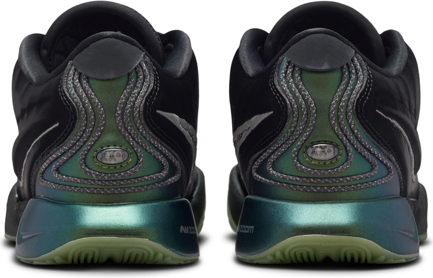 NIKE Lebron XXI Little/Big Kids' Basketball Shoes (FB7699-001,Black/MTLC Pewter-Iron Grey-Oil Green) Size 6.5