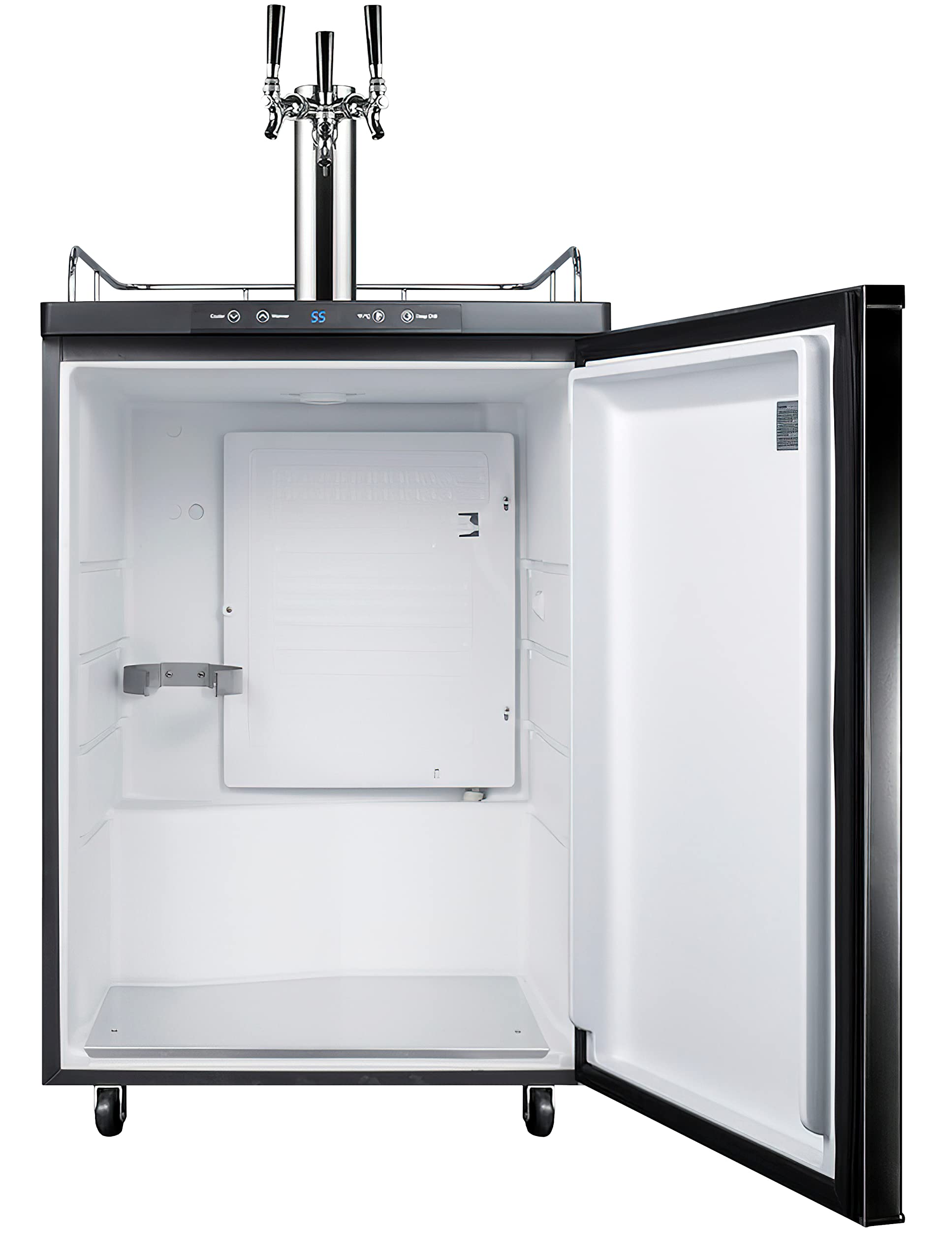 Summit Appliance Sbc635mtriple 24" Wide Kegerator, Black; Full-Sized Beer Dispenser; 5.6 Cu.Ft Capacity; Triple Tap System; Stainless Steel Floor Cover; Digital Thermostat; Automatic Defrost on Fridge.com - View 3
