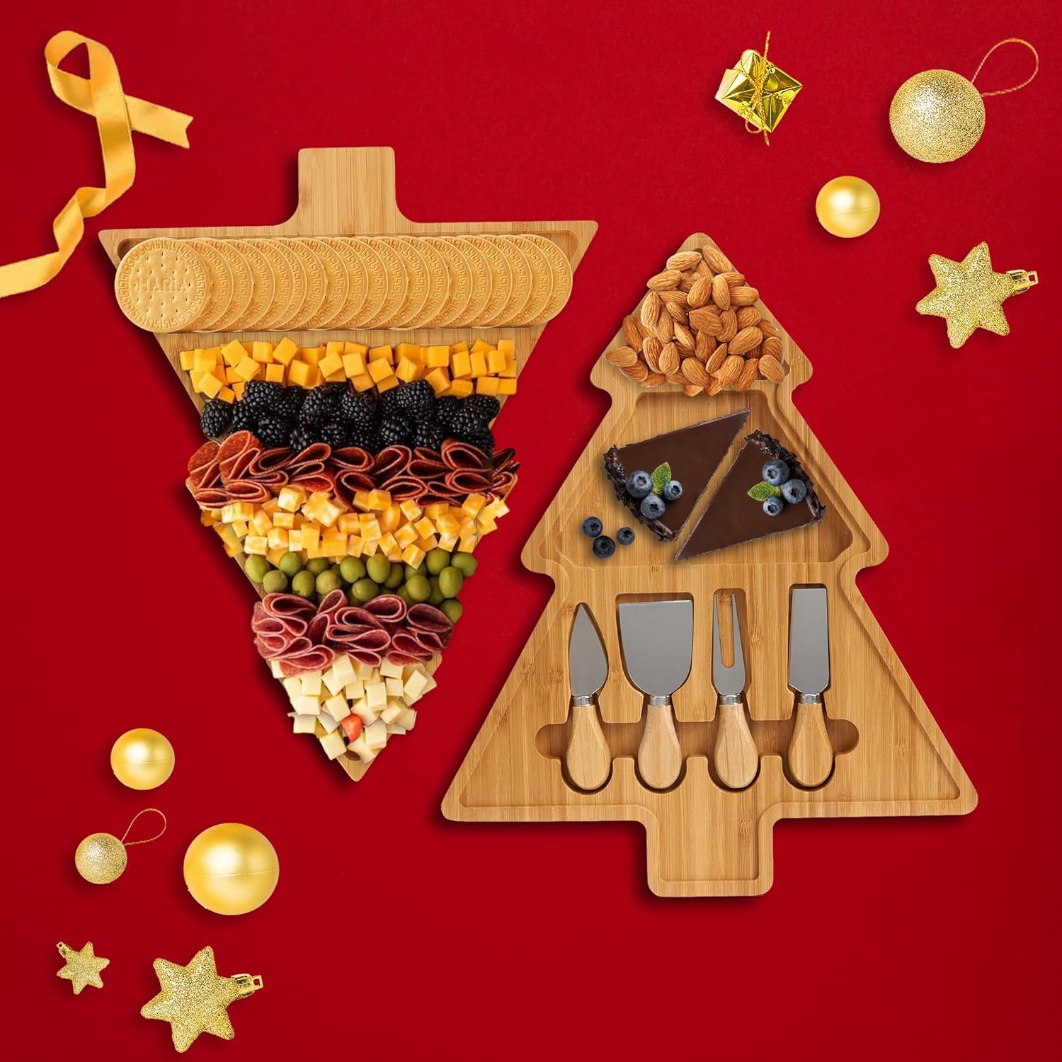 Christmas Tree Charcuterie Board – Cheese Board Gift Set – Tree Shaped ...
