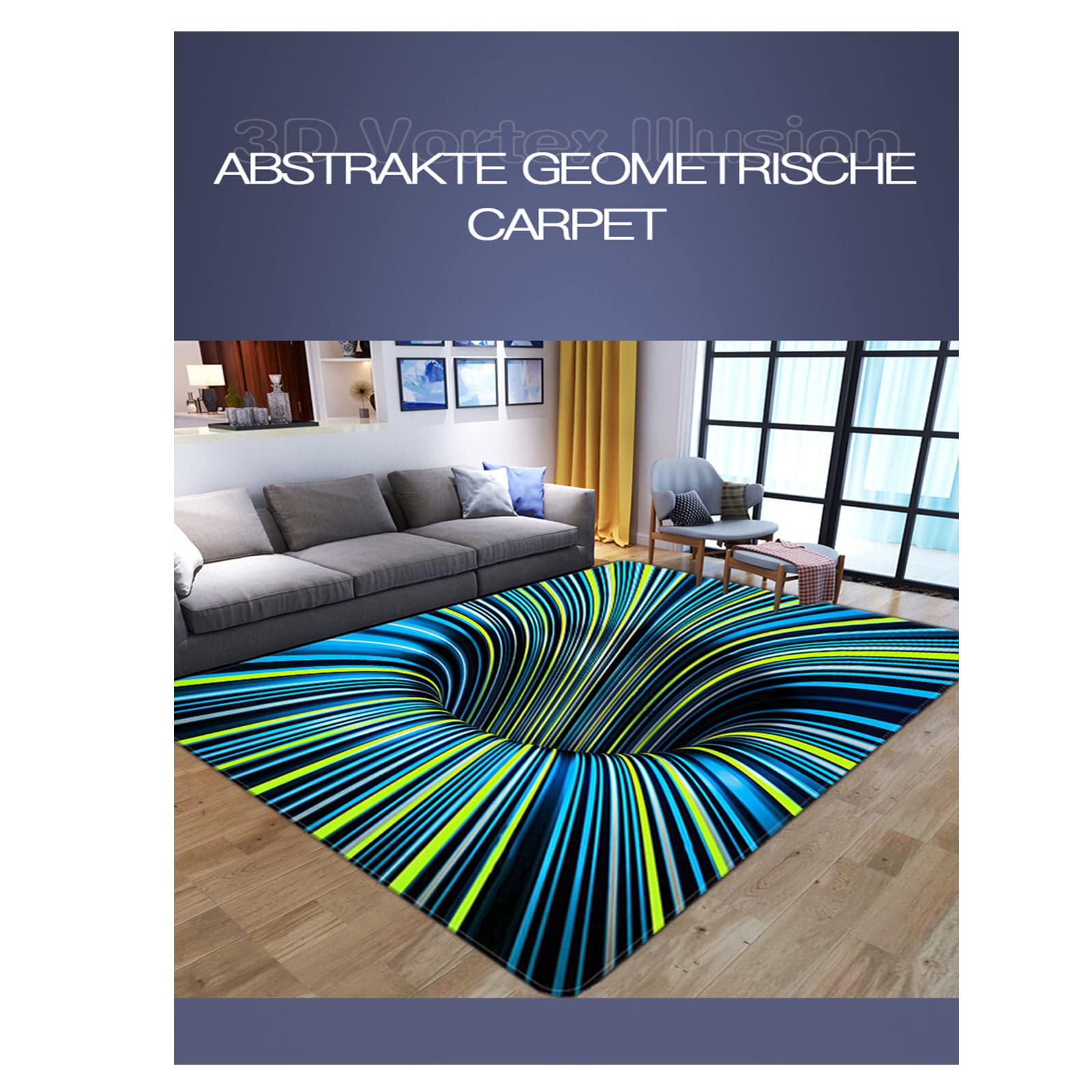 Zerbino 3D Magici Illusione ottica Zerbino Illusione Visiva Tappeto Rettangolo Ingresso Tappetino di benvenuto Tappeto antiscivolo per porta d'ingresso Camera letto Cucina domestica 80 x 100 cm