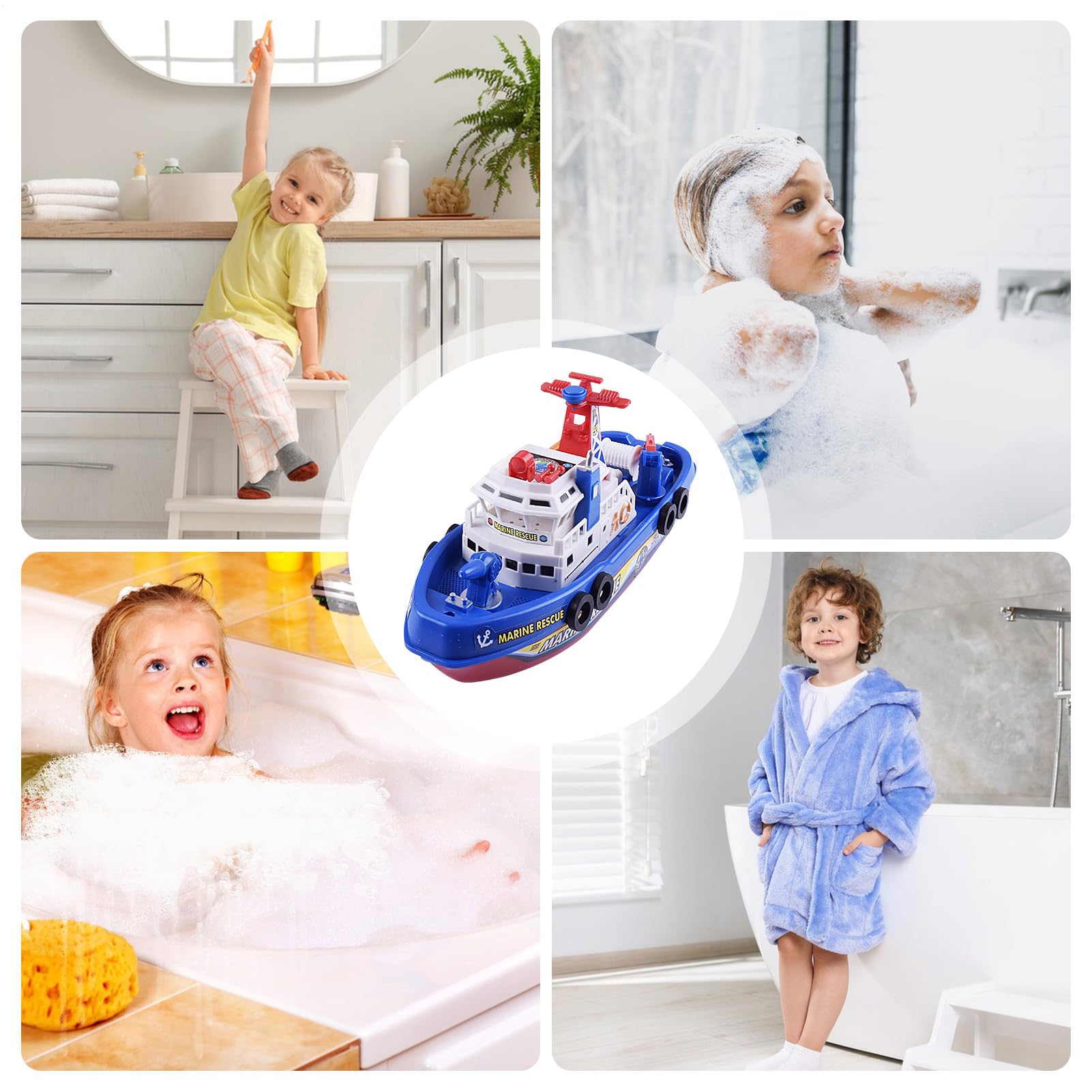 Bath Toys for Kids, Electric Fire Boat for Boys Girls, Water Play Games, for Shower Bathtub Bathroom Swimming Beach Outside Summer Easter Birthday — view 4