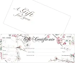 Conjunto de 25 vales de oferta em branco, vale de presente para empresas, Gift-Blossoms-PP, vem com envelopes correspondentes gratuitos, impressão de numeração sequencial