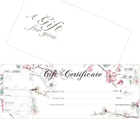 Conjunto de 25 vales de oferta em branco, vale de presente para empresas, Gift-Blossoms-PP, vem com envelopes correspondentes gratuitos, impressão de numeração sequencial