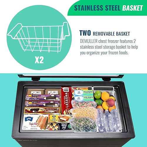 Miniatura 2 de Congelador de pecho pequeño con cesta extraíble, congelador compacto con panel de control digital rangos de temperatura de -12  a 50 , mini