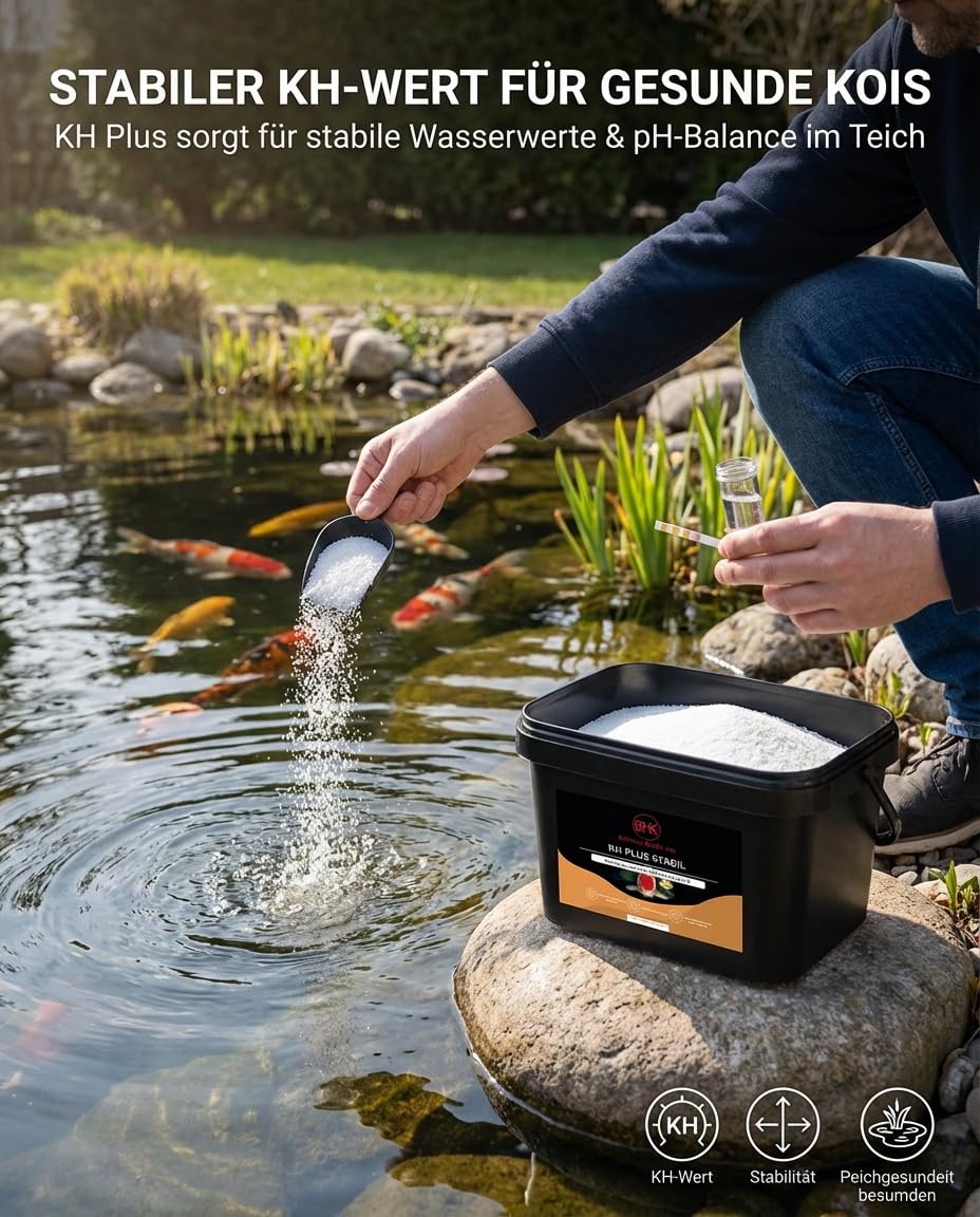 BHK – KH Plus Stabil Teichpflege – Stabilisiert Karbonathärte & pH-Wert im Teich – Gegen Säuresturz – Für Koi-, Garten- & Fischteich – 5 kg
