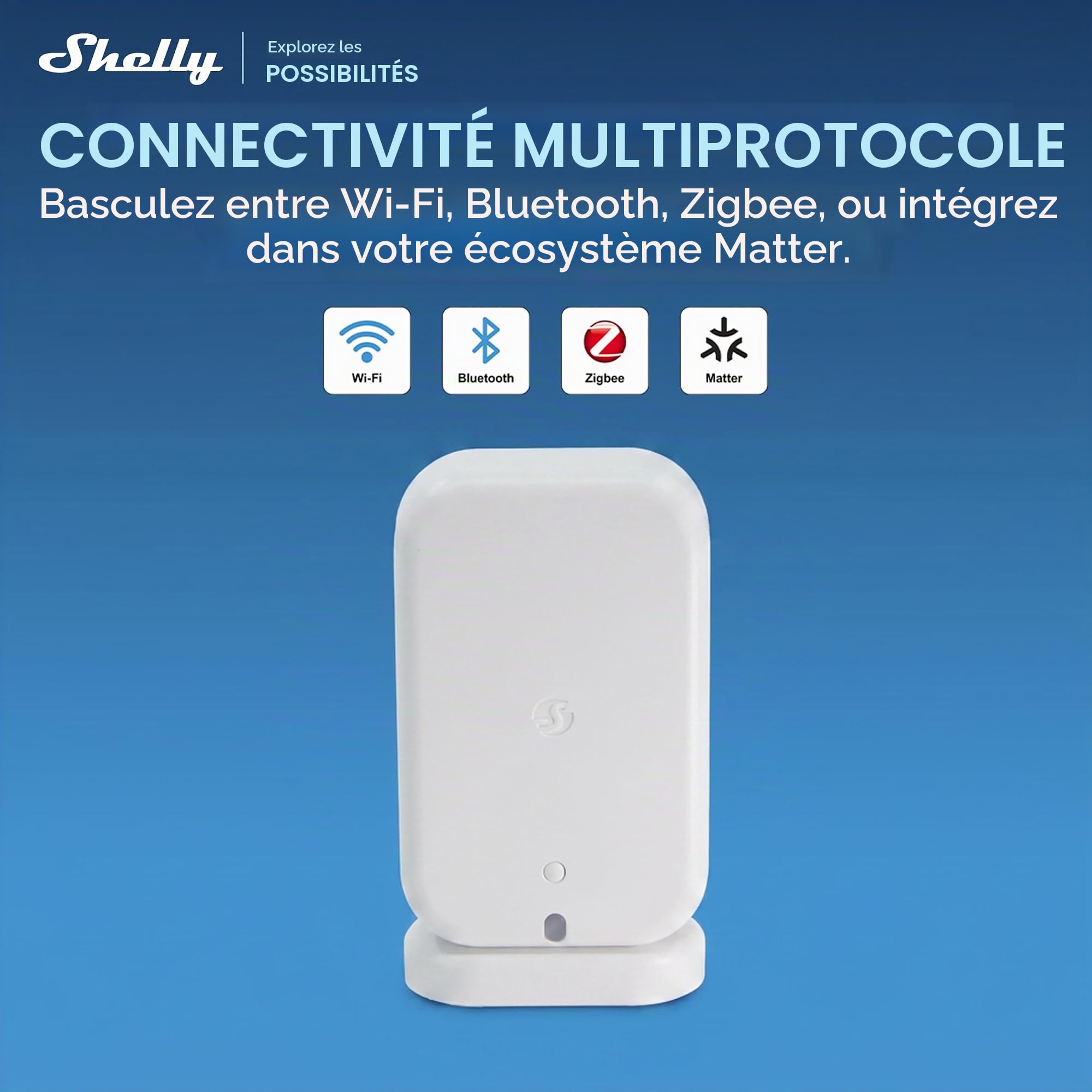 Shelly Presence Gen4 Blanc - Détecteur de Présence et Mouvement, Zigbee, Wi-FI et Matter, Portée 42 m2, 180°, Jusqu'à 6 Personnes et 10 Zones de détection, Commande vocale ou par Application