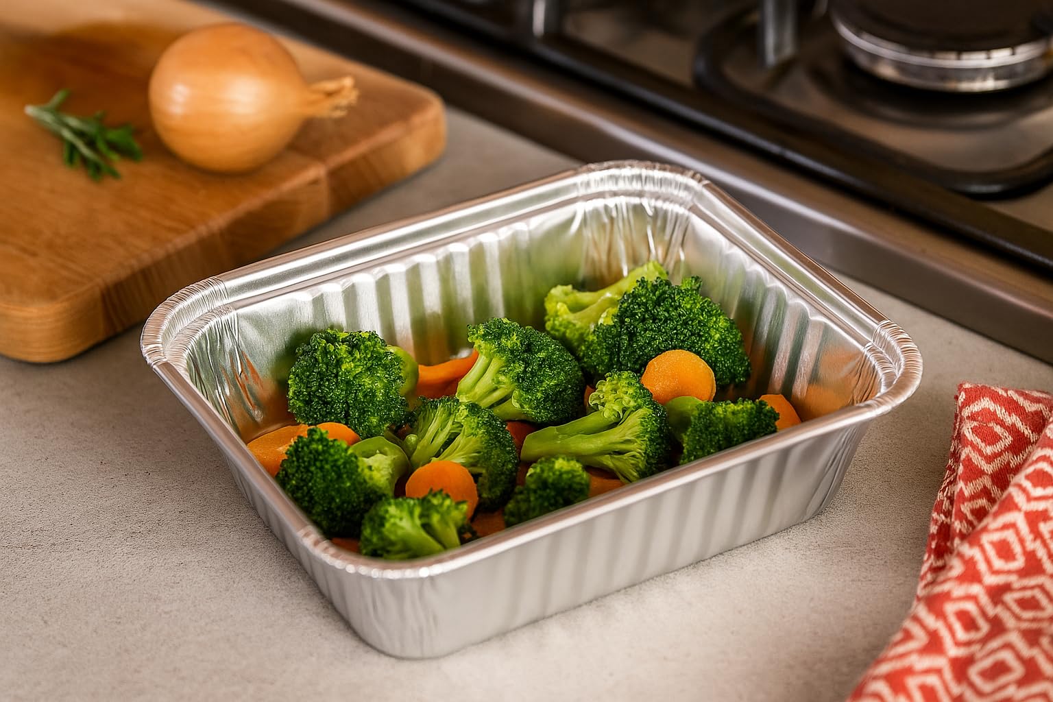 FRIO 24 bandejas de aluminio rectangulares para alimentos | 4 porciones 17,5 x 22,5 x 5,5 cm | bandejas de aluminio para horno, congelador, para llevar | resistentes y desechables (Paquete de 4)