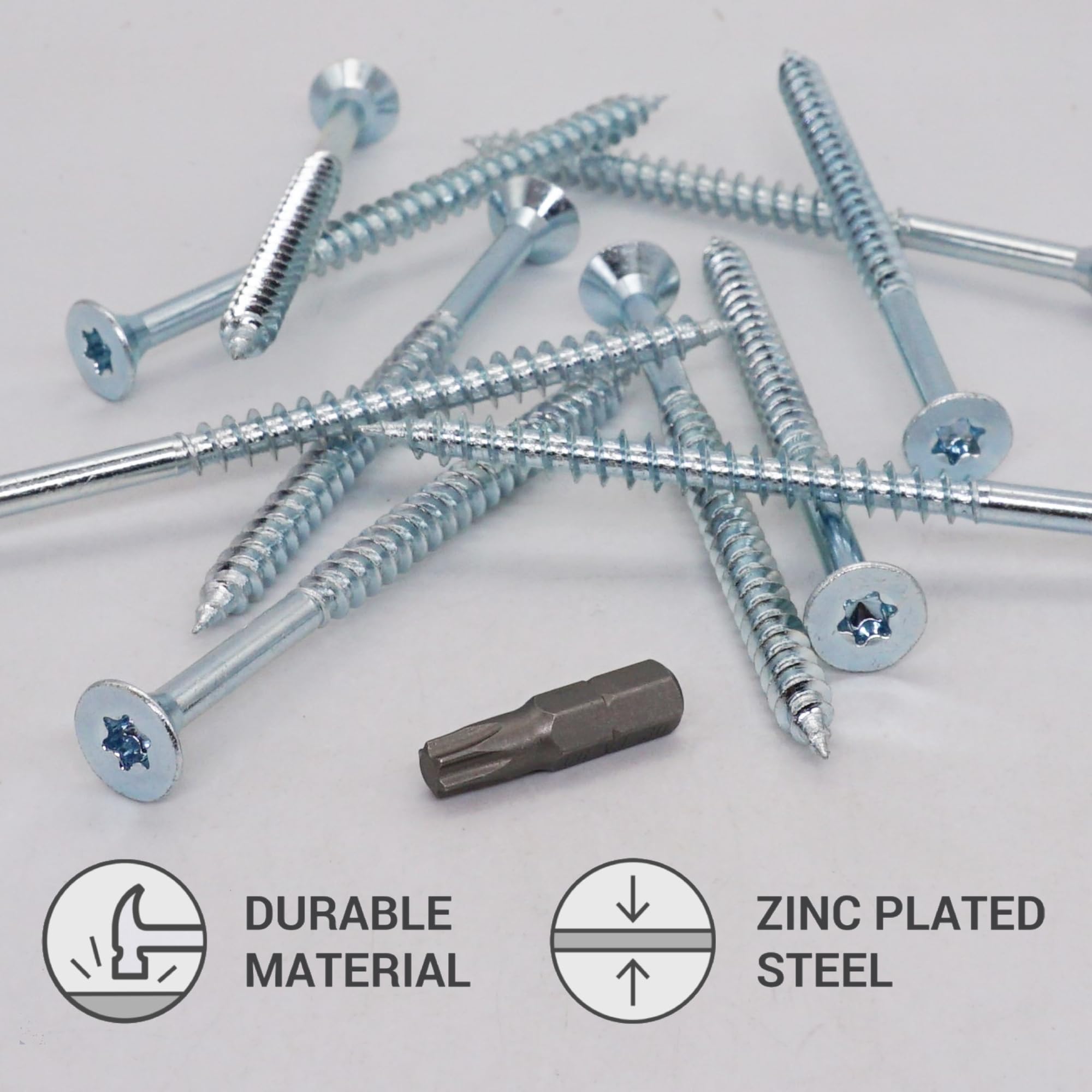 SKIR'CO (100 szt.) Wkręty do drewna ze stali ocynkowanej 6,0 x 90 mm, wkręty z łbem stożkowym Torx, wkręty do płyt wiórowych, częściowo gwintowane