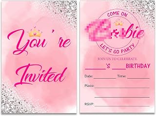 Soiceu Pink Girl Birthday Party Invitations with Envelopes Set of 20 Pink Girls Birthday Party Invites Fill in Blank