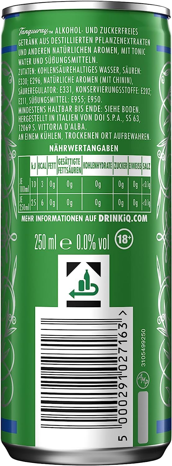 Tanqueray 0,0% & Tonic - Bebida mixta refrescante sin alcohol, sin azúcar y sin calorías, lista para beber "Slim Can" para viajes, 250 ml + Polpa italiana gourmet de 400 g