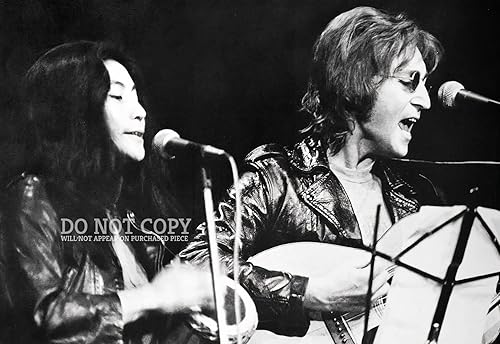 John Lennon and Yoko Ono Photograph 11 X 16 - Brilliant 1971 Live Concert Portrait - Michigan Freedom Rally - Rare Photo - Poster Art Print