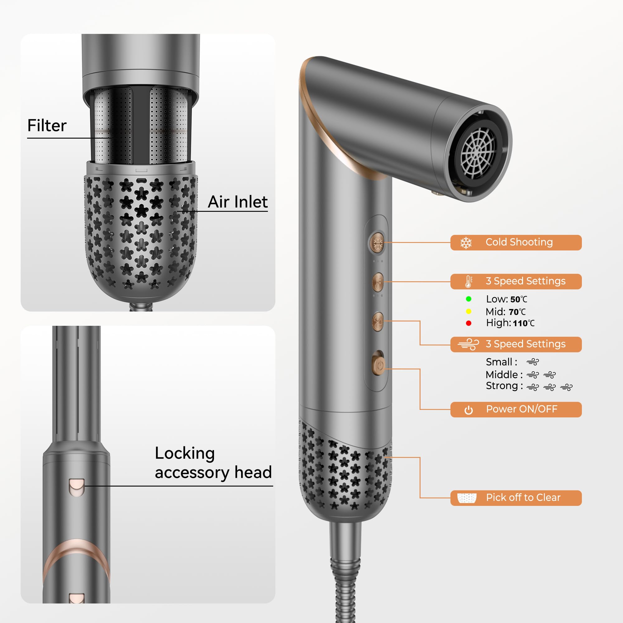 OKWRAP Hair Styler Set, Haarstyler 6 in 1, Multistyler Haare 110000 U/MIN mit Rundbürste Föhn, Diffusor, Automatischer Lockenstab, Glättbürste für Trocknen, Glätten,Locken mit Aufbewahrungstasche