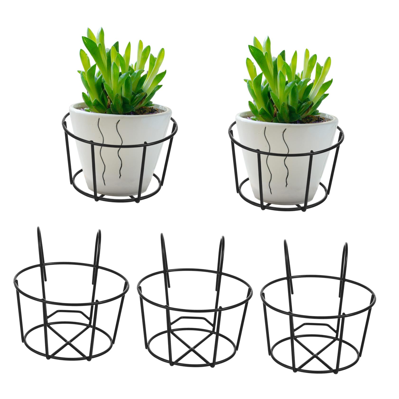 Soporte para Macetas Colgante de Hierro, Estante de Plantas Verdes para Rejas de Terraza