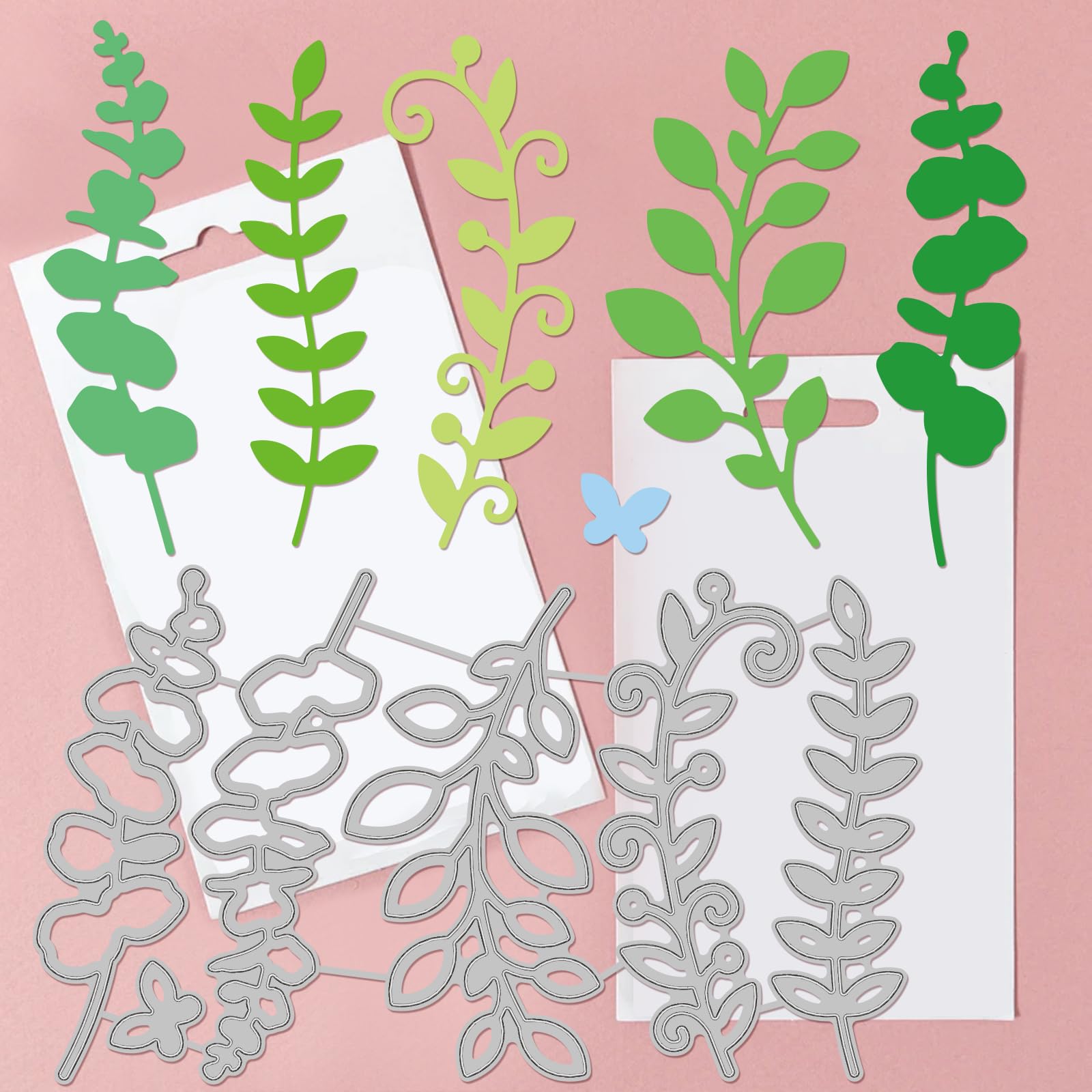 GLOBLELAND Leaves Branches Cutting Dies for DIY Scrapbooking Metal Branches Flowers Die Cuts Template for Paper Card Making Decoration Album Craft Decor - Image 3