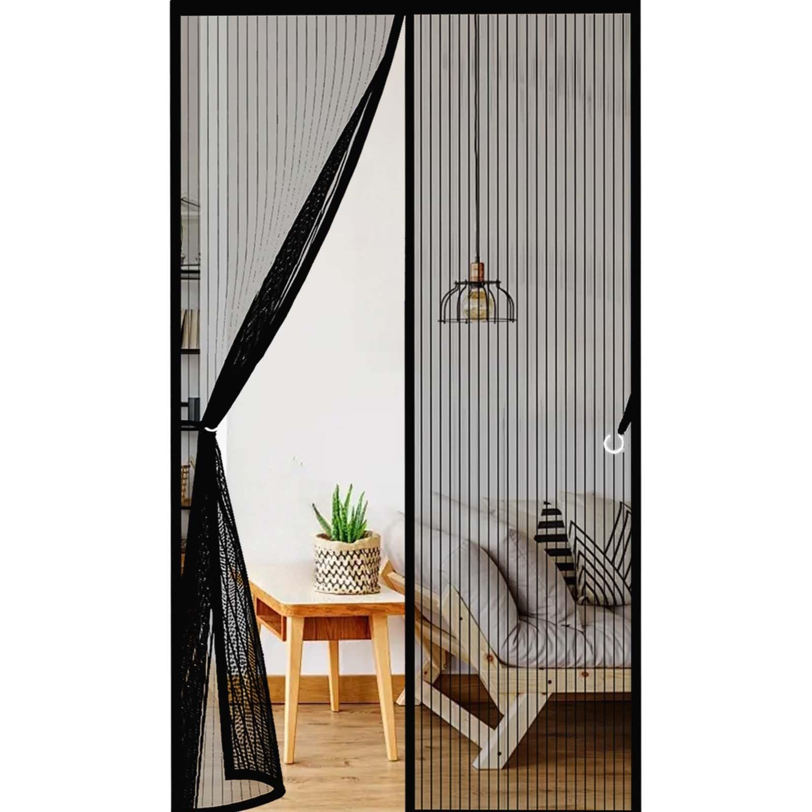 Fly Screens for Doors 139 x 195 cm Durable, Keeps Bugs Out, Kid and Pet Friendly Heavy Duty Mesh Bug Curtain Lets Fresh Air in, Hundreds of Sizes, Black