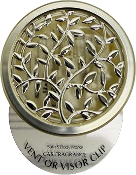 Bath and Body Works Silver Vines and Leaves Car Visor Fragrance Holder Easy To Open
