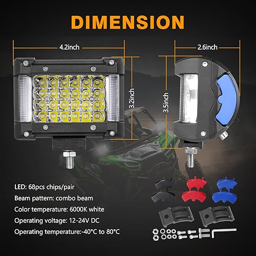 Luces LED de disparo lateral, Muto-Beam, 2 piezas, 4 pulgadas, cuatro filas, luces LED para niebla, lámparas impermeables para conducción