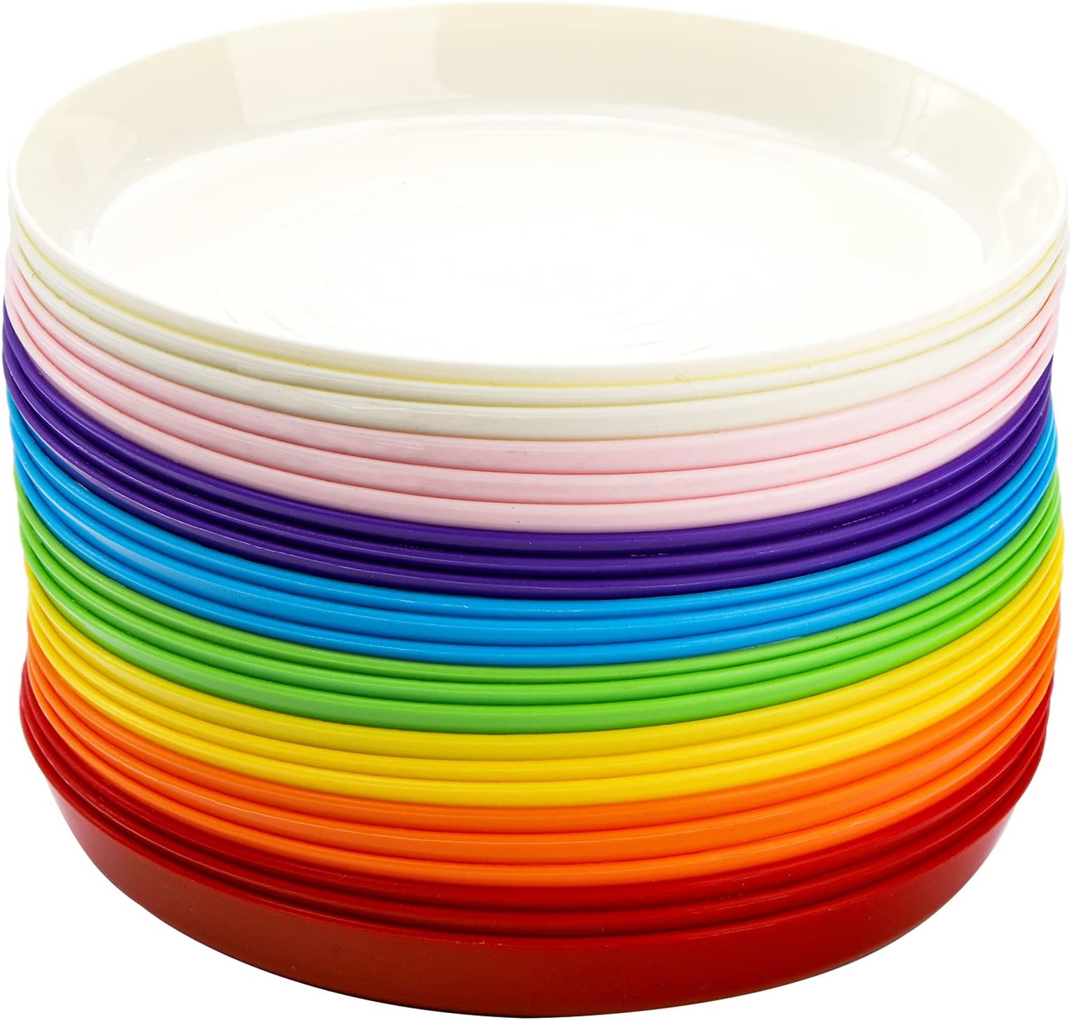 Frcctre 24-Pack Plastic Plates, 7-Inch Colorful Dinner Plates, BPA-Free Reusable, Perfect for BBQ, Travel, Events - Dishwasher Safe, 8 Colors
