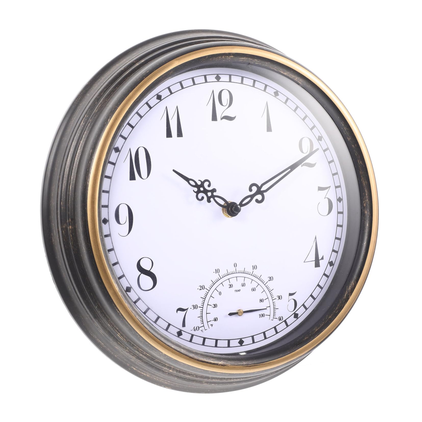 Horloge murale extérieure étanche de 30,5 cm pour lire l'heure sous la pluie