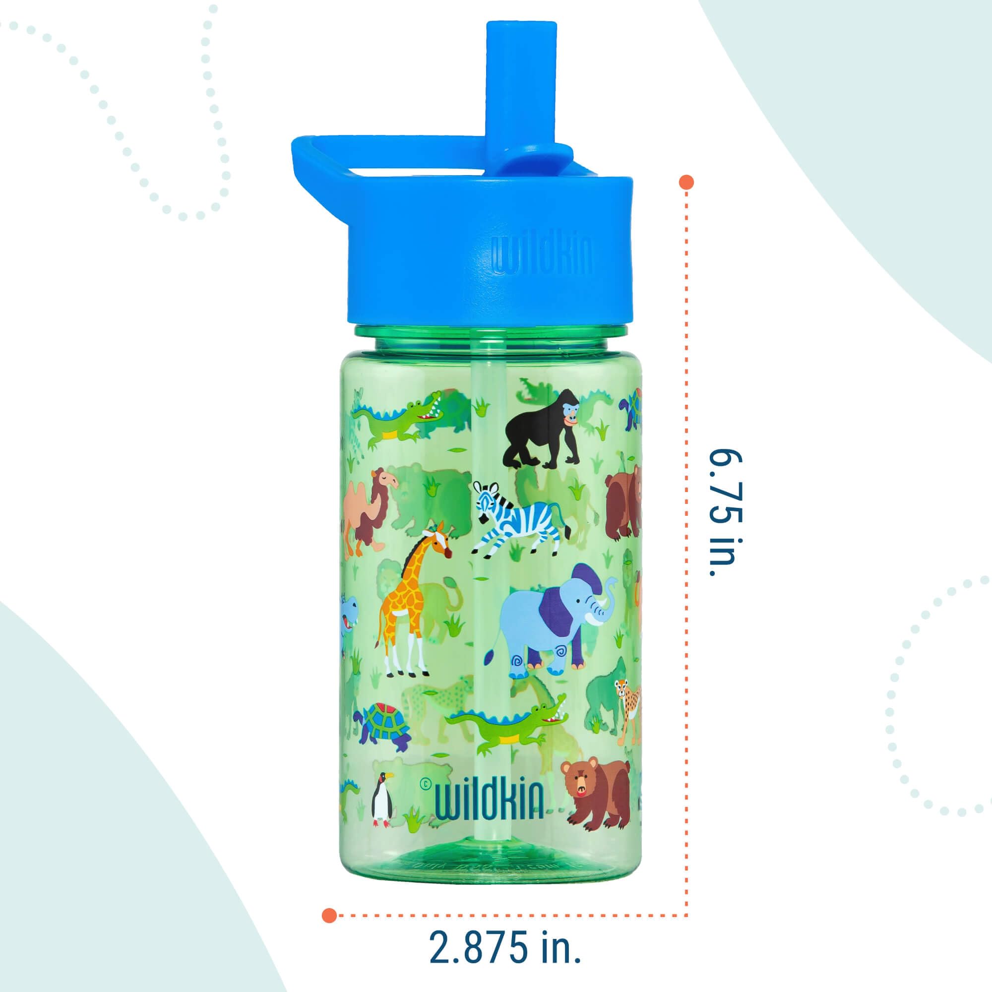 Wildkin Wiederverwendbare Wasserflasche aus Tritan-Kunststoff für Kinder mit auslaufsicherem Deckel für Jungen und Mädchen, langlebige und leicht zu reinigende Wasserflasche für Kleinkinder,