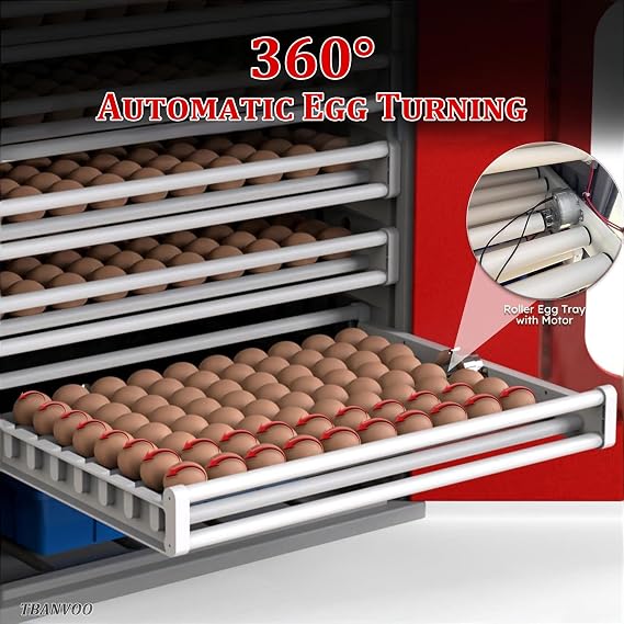 Intelligent Egg Hatcher with Brooder, 400-Egg Capacity, Automatic Turning and Precise Climate Control for Hatching and Brooding Multiple Bird Species