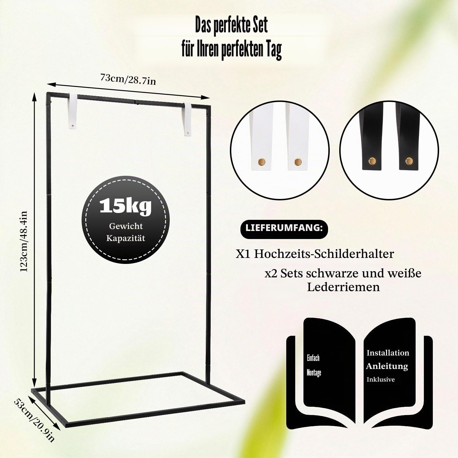 Hochzeitsschild Halter, 123 x 73 x 53cm Hochzeits Willkommensschild Halter, Staffelei Ständer für Poster, Künstler Leinwand Malerei Display aus Metall für Poster, Sitzplan, Reception and Decor