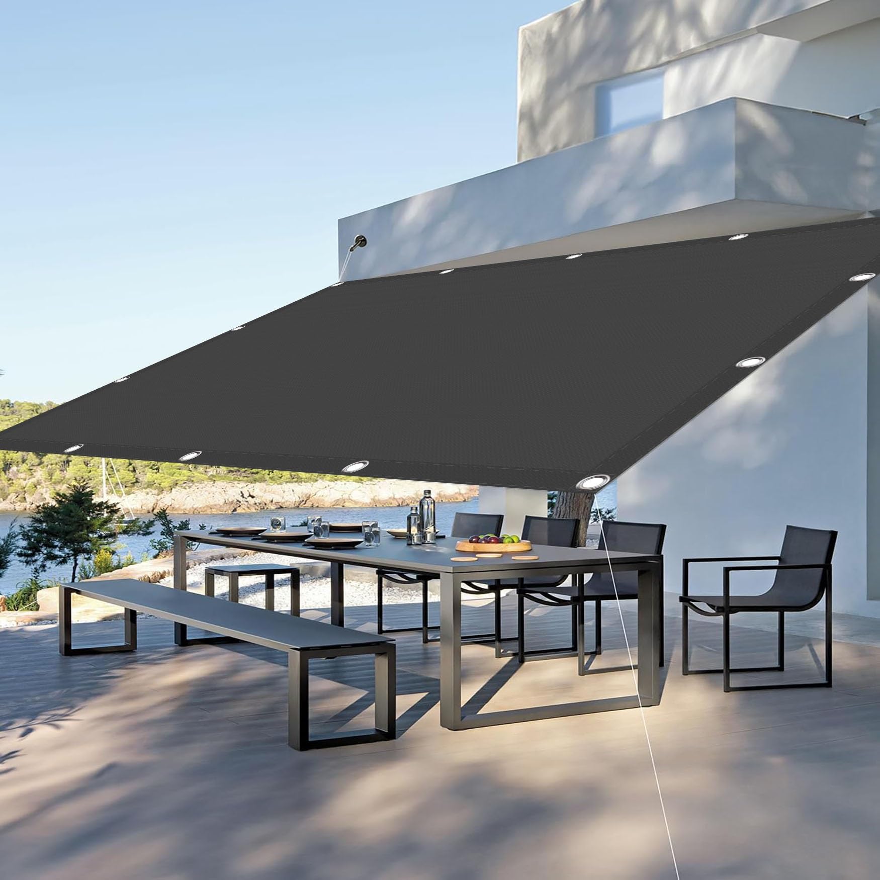 Voile d'ombrage pour patio et jardin 1.8 x 2.6 m gris foncé