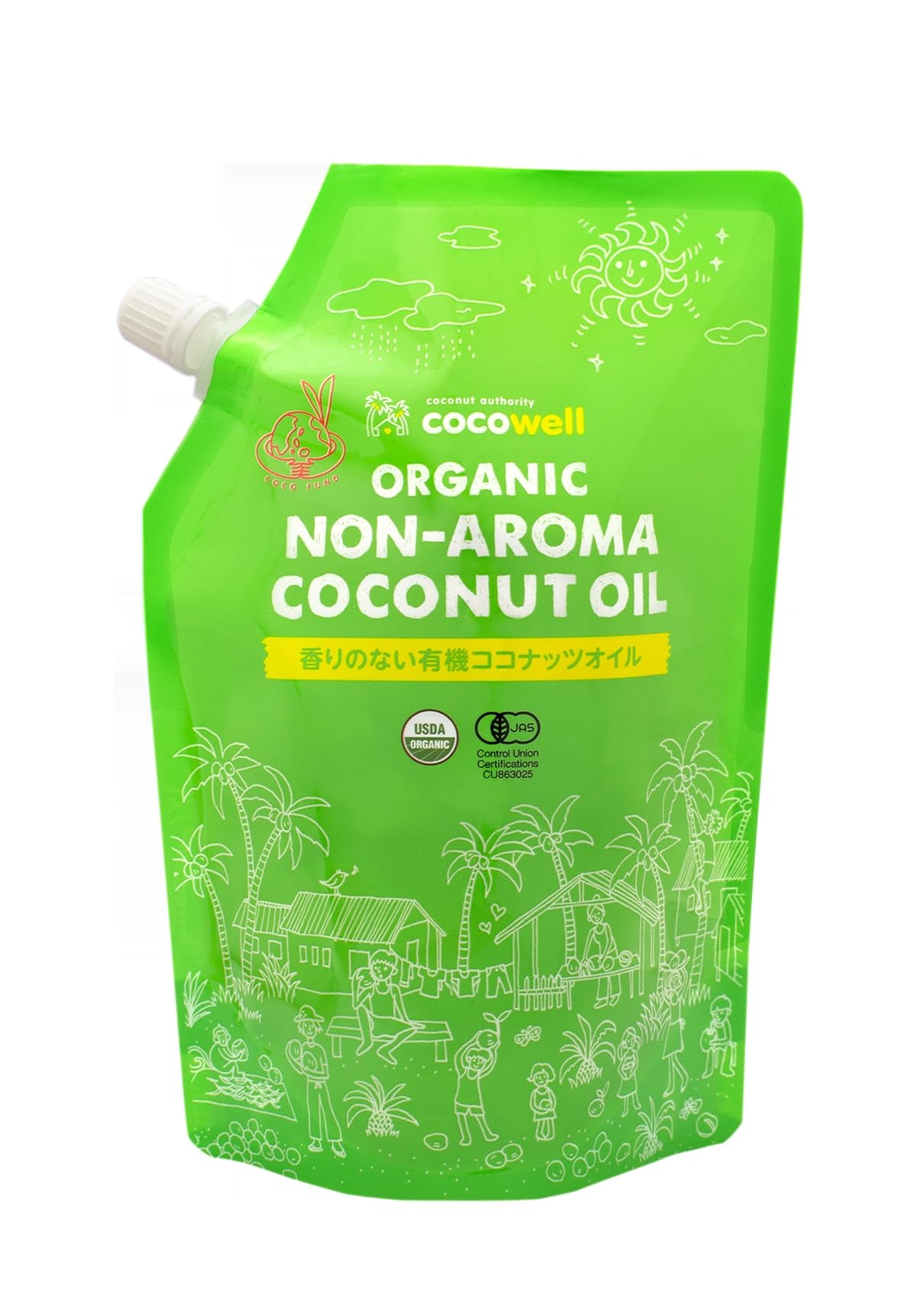 [ココウェル] 香りのない有機ココナッツオイル 460g(500ml)
