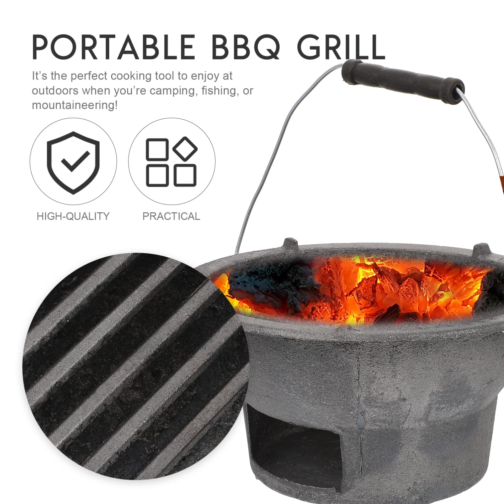 Okrągły grill Mini grill węglowy Kuchenka kempingowa Przenośny piec do grilla Żeliwo Japoński grill Hibachi Grill Yakitori Grill stołowy do gorącego garnka Piknik na świeżym powietrzu Koreański stół