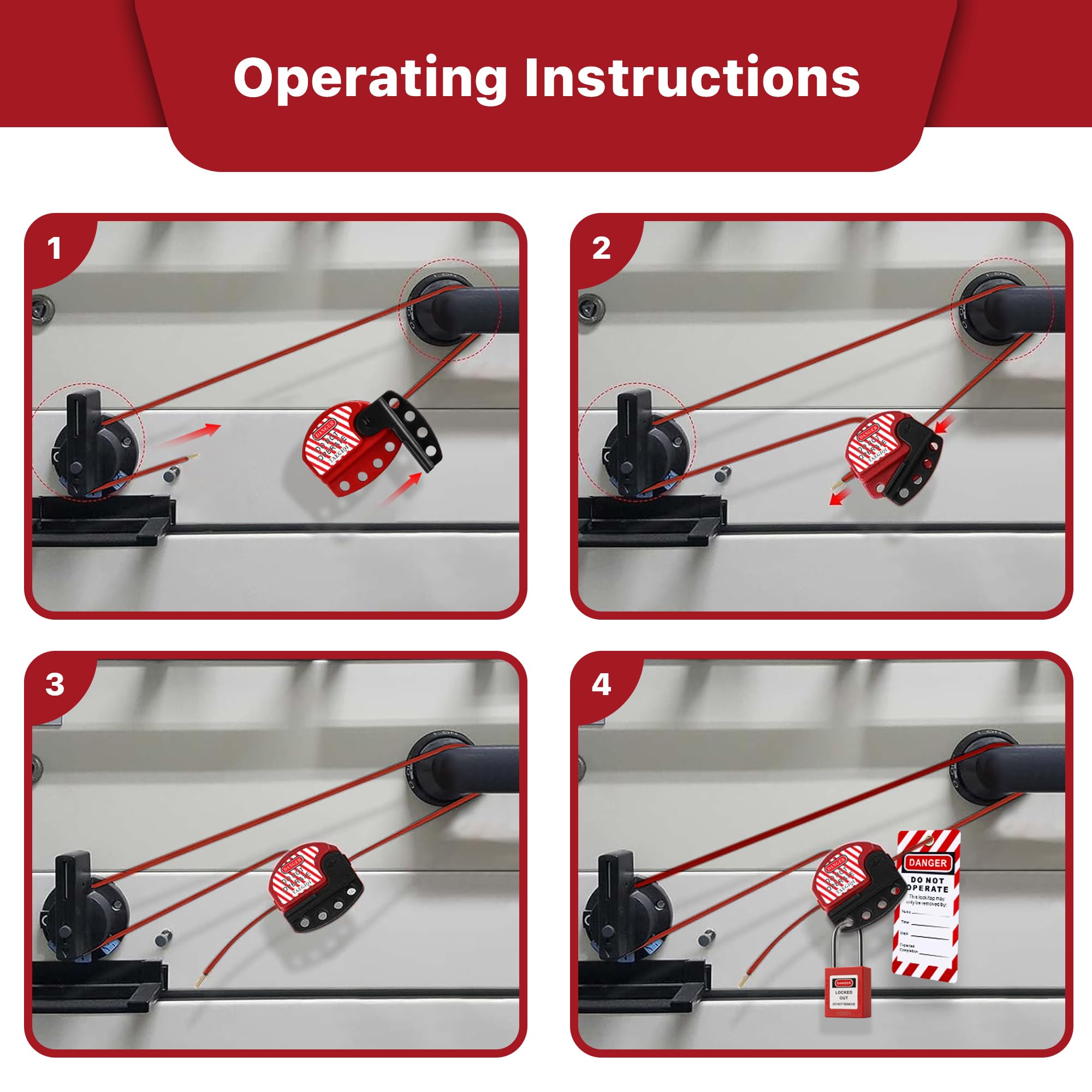 Lockout Tagout Cable Lock - 7.9ft Adjustable -3 Lockout Tagout Cable Lock - 7.9ft Adjustable -3