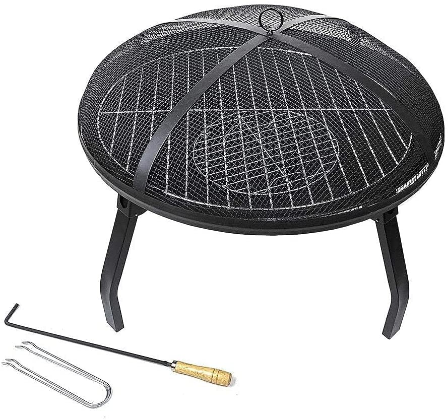 RUHEN Parrilla de Barbacoa de Metal para Exteriores, brasero de jardín con Calentador, brasero de Metal Negro para Exteriores, decoración de Patio, fogón