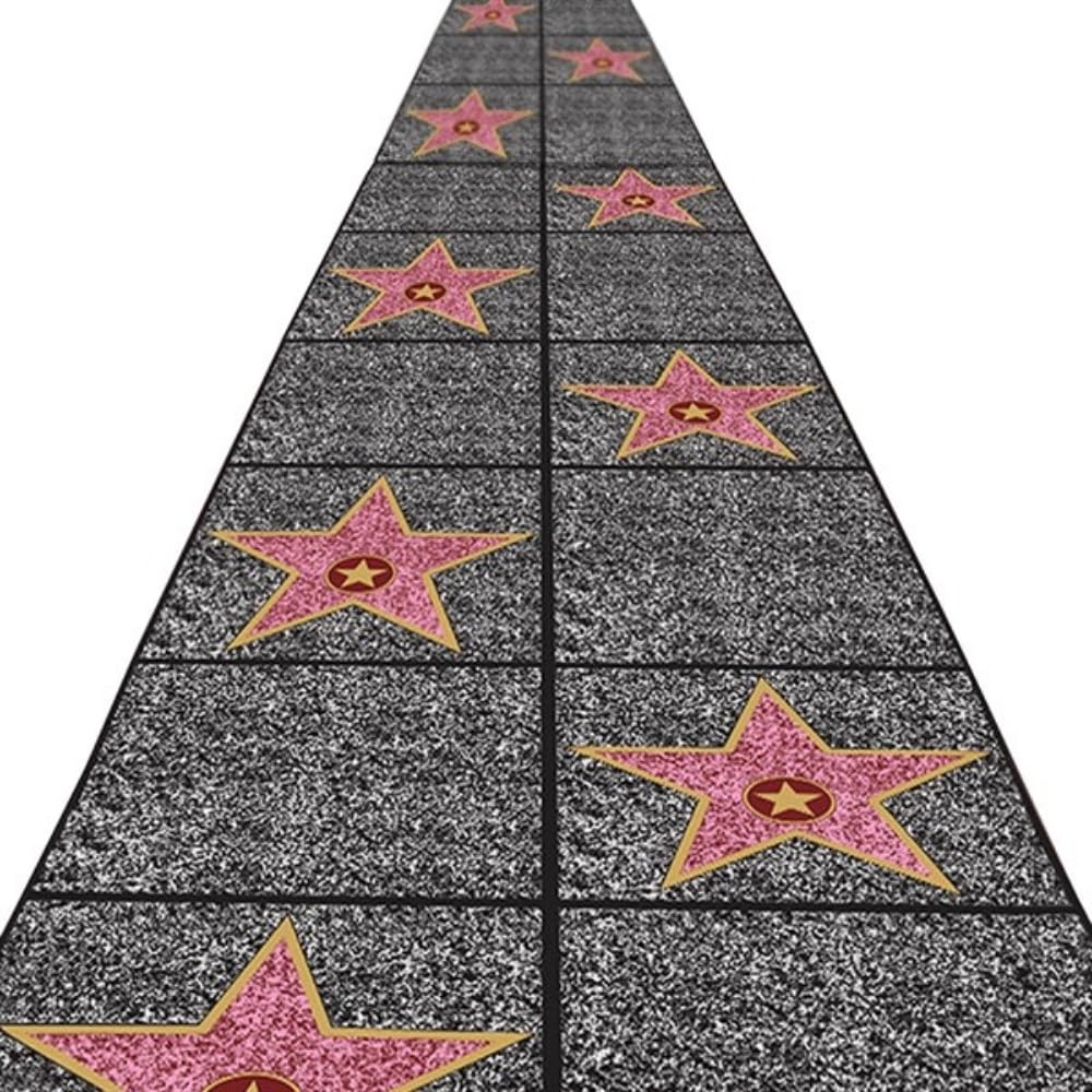 Fun Express Hollywood Star Aisle Runner - Party Decor - 1 Piece