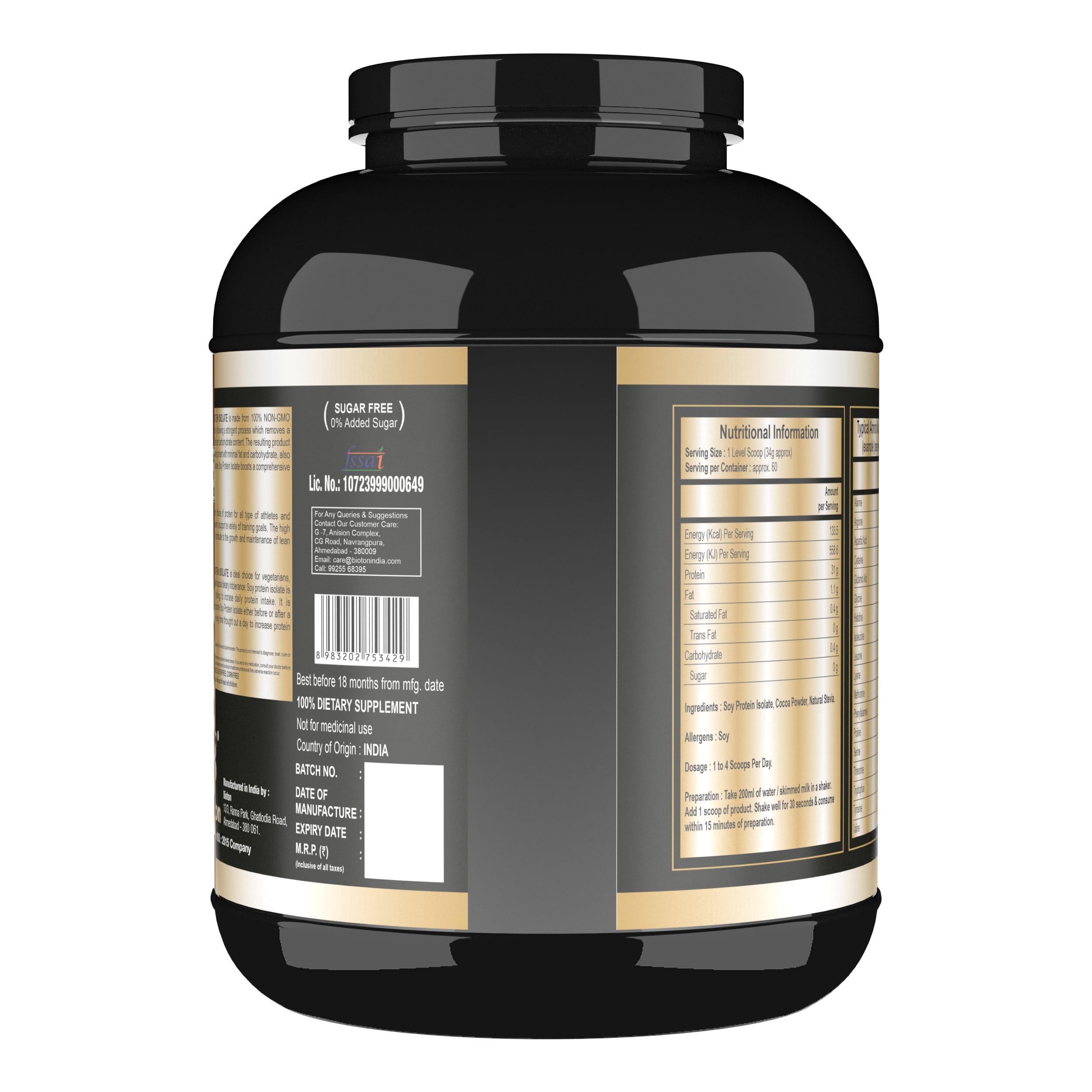Bioton 100% Soy Protein Isolate (Vegan Protein) | 2 Kg Coffee Mocha | Lab Tested, 31 Gm Protein Per Serving | For Daily Protein Intake, Muscle Growth & Recovery — Amazon image 7
