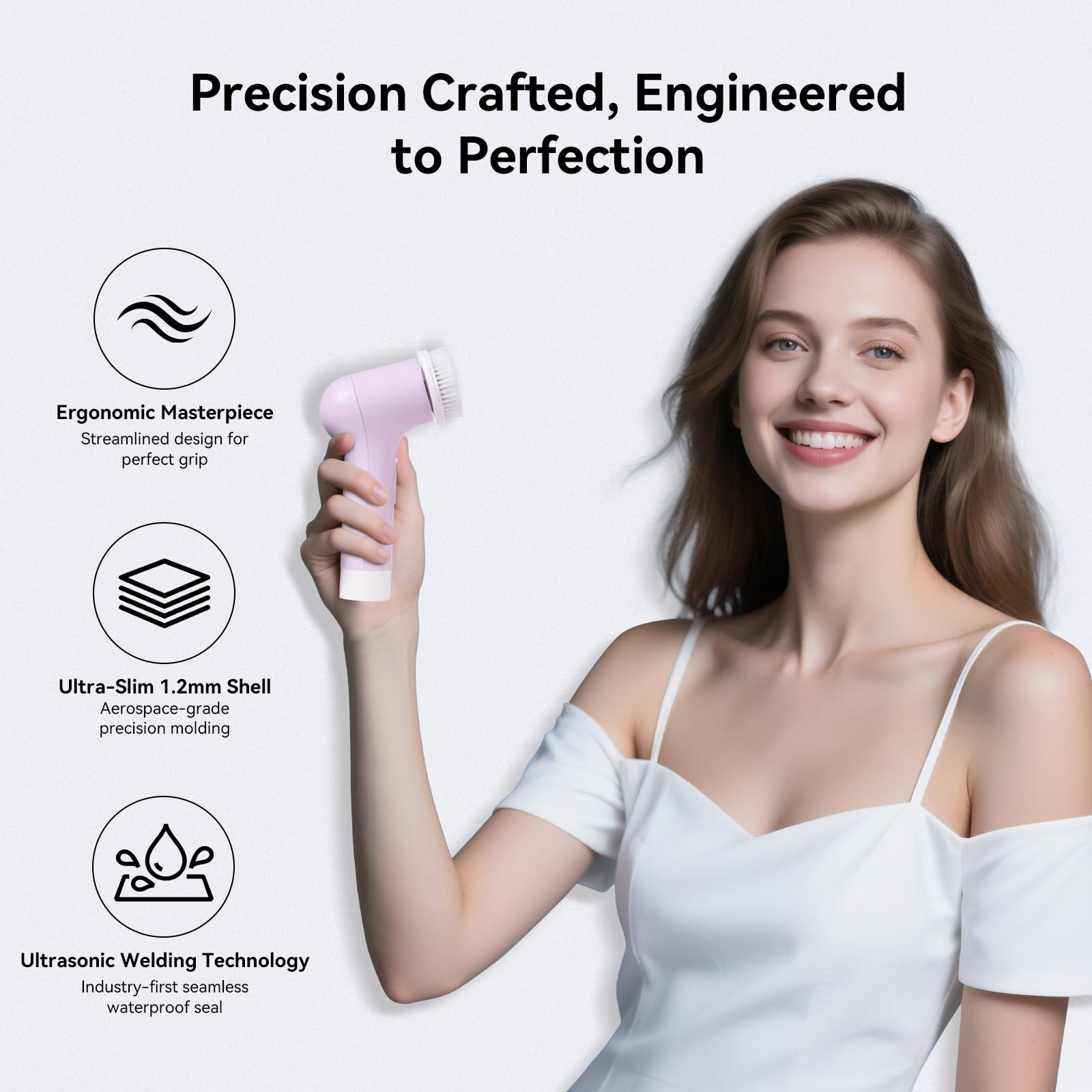 Elektrische Gesichtsreinigungsbürste, wiederaufladbares Silikon-Gesichtsschrubber Peeling mit patentierten Dual-Ring-Bürstenköpfen, 3 Drehgeschwindigkeiten, nicht-Vibrations-Peeling-Bürste, für