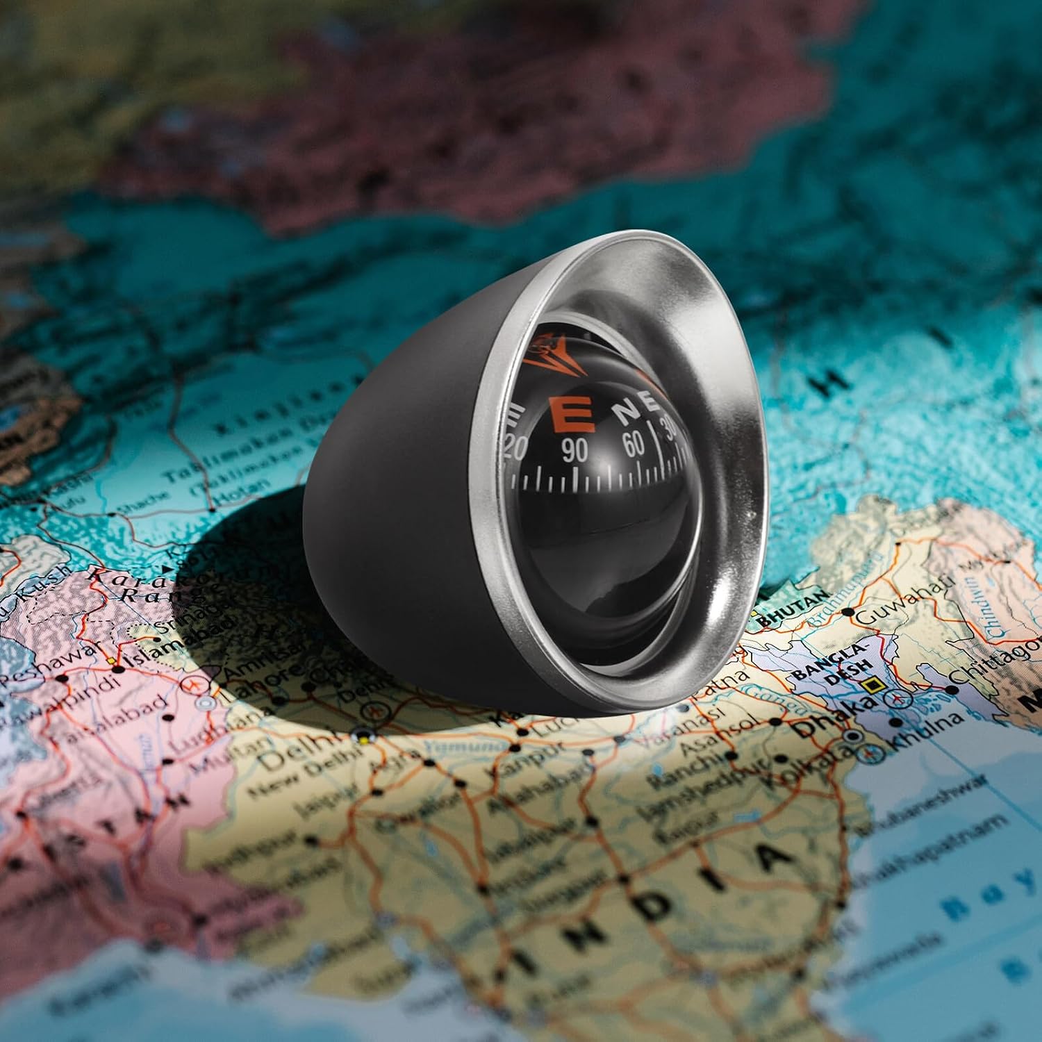 Car Compass Ball Dash Mount Navigation Direction Compass with Adhesive Base for Off-Road Vehicles Rvs and Boats Automotive Dashboard Navigation Tool