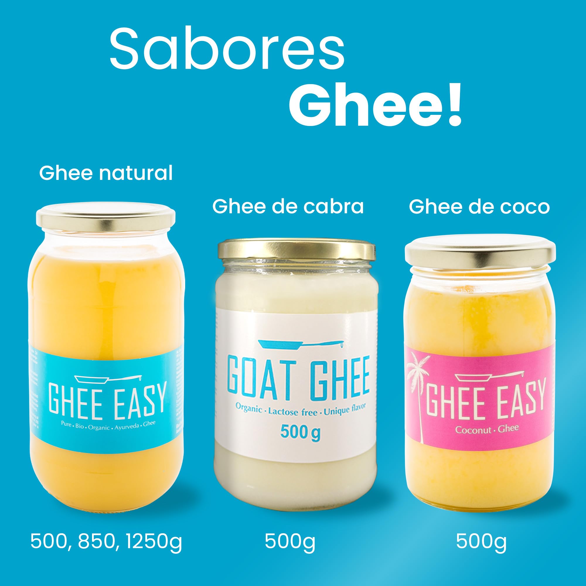 Ghee Easy Bio Ghee de Cabra 500g - Mantequilla de Cabra Clarificada Pura - 100% Orgánica - Ideal para Paleo y Keto - Libre de Gluten y Lactosa - Ayurveda