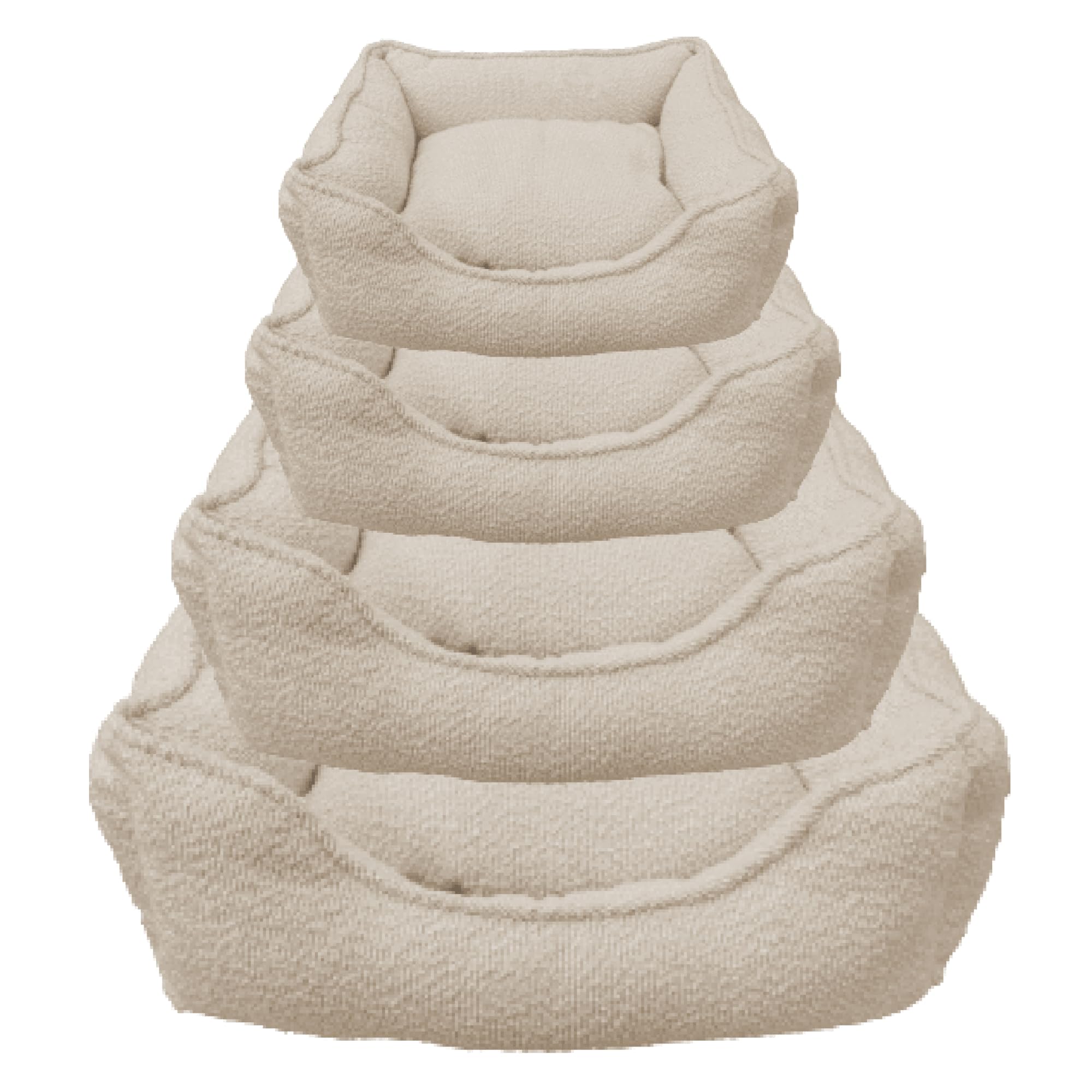 Dream Paws Medium Bolster Calming Dog Bed, Small/Medium Breeds, Almond White Anxiety Reducing, Fluffy, Fleece Rectangle Dog Sofa,Cosy Plush Pet Bed, L62xW50xH18cm