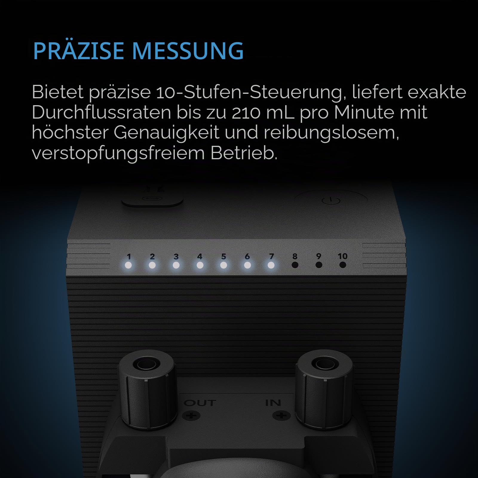 AC Infinity Peristaltische Dosierpumpe, 10-stufige Steuerung mit einstellbarer Durchflussrate von 21–210 ml/min, Rollerpumpe für Hydroponik, Aquarien, wissenschaftliche Labore