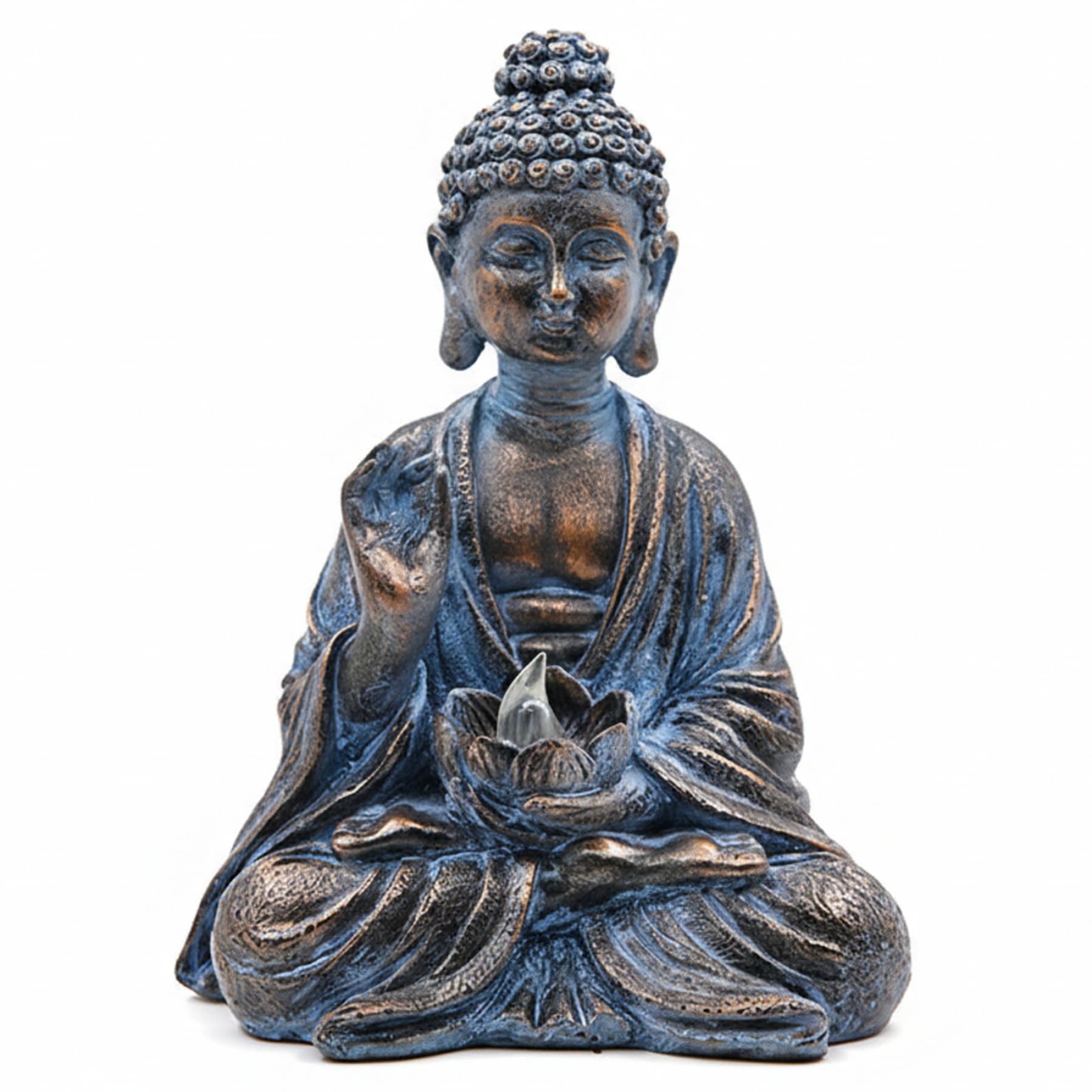 Statua di Buddha Solare, Scultura Zen all'aperto con Luce di Loto a LED, Statua da Giardino in Resina per Giardino, 5, 9x4, 3x7, 7 Pollici