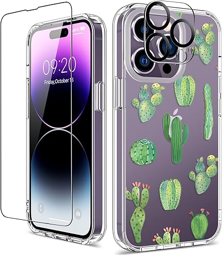 Miniatura 41 de GiiKa Funda rígida para iPhone 14 con protector de pantalla, 6.1 pulgadas, transparente, a prueba de golpes, diseño floral rosa, para niñas y Small