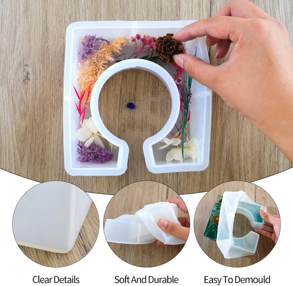 Plant Propagation Station Epoxy Resin Mold, Modern Square Geometric Vases Silicon Cement Moulds with Plastic Flower Plant Pot,Home Office Art Handmade image 3