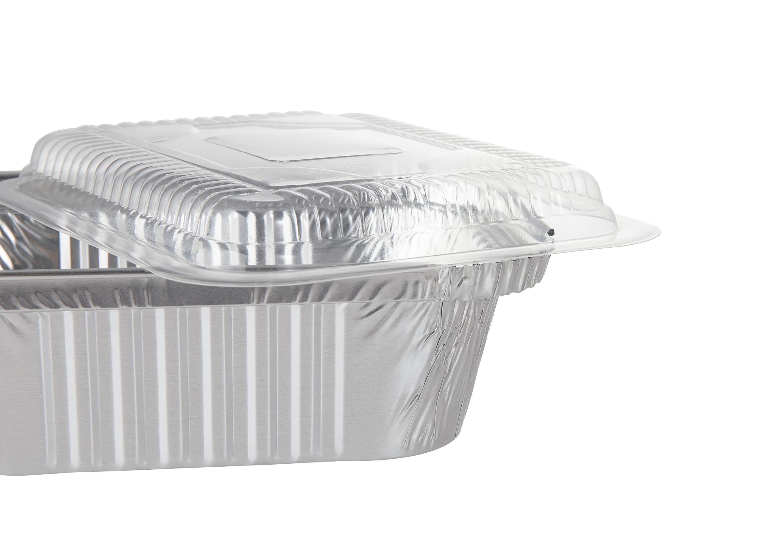 Waytiffer Sartenes de aluminio para llevar de 1 libra con tapas transparentes/recipientes de papel de aluminio para alimentos/preparación de comidas, sartenes de goteo para congelador, barbacoas