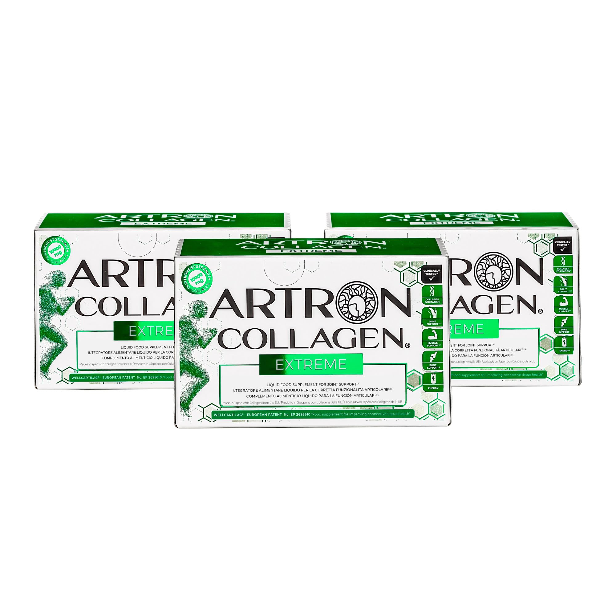 GOLD COLLAGEN Artron Collagen Extreme - Integratore Difese Immunitarie e Supporto Muscolare, Ossa, Articolazioni e Cartilagine Liquido per Formazione Collagene con Vitamina D C B E, 3 Pack 10x50 ml