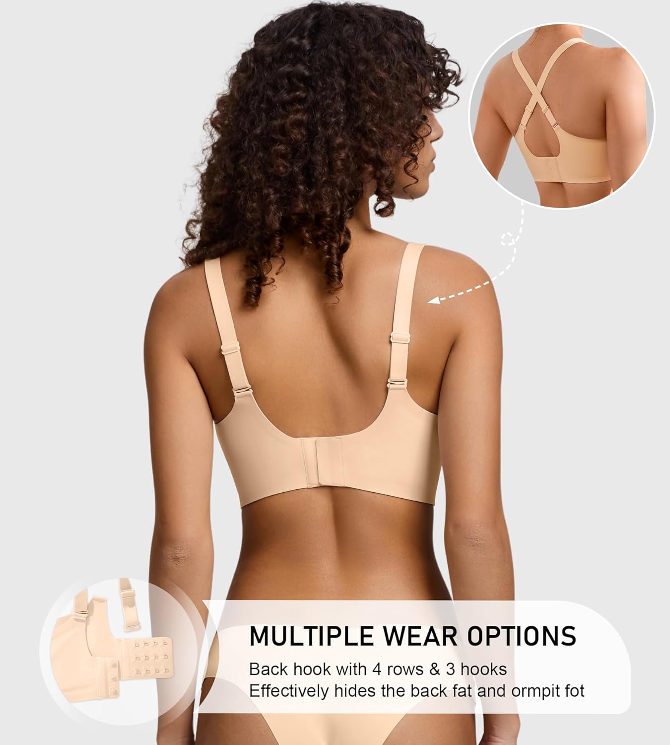 Seamless Wireless Bra for Women with Support - No Underwire Full Coverage Push Up Comfort Bras - Back Fat Smoothing Bralette - Image 3