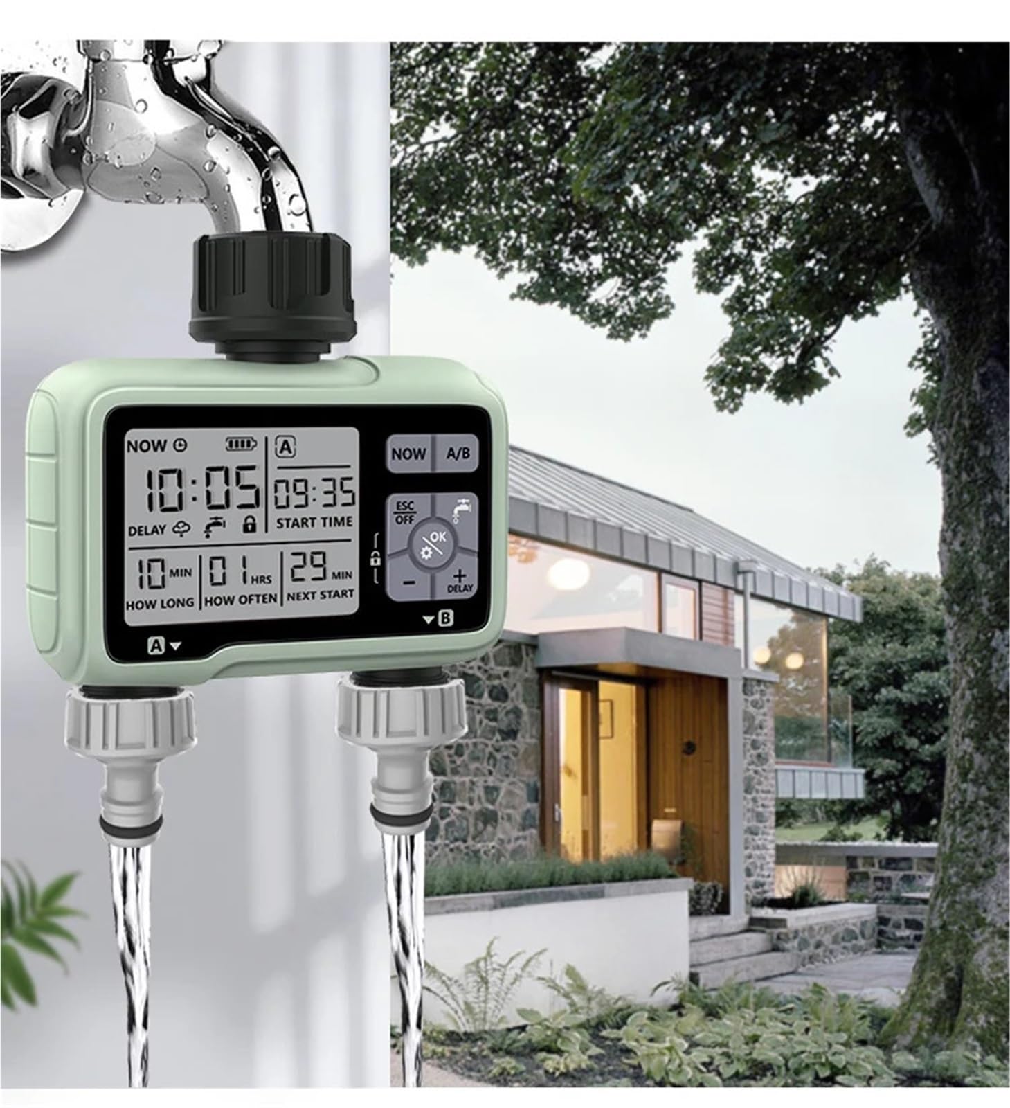 Timer per l'irrigazione, Di temporizzazione Timer for irrigazione a 2 uscite Irrigazione automatica precisa for esterni Programma completamente regolabile