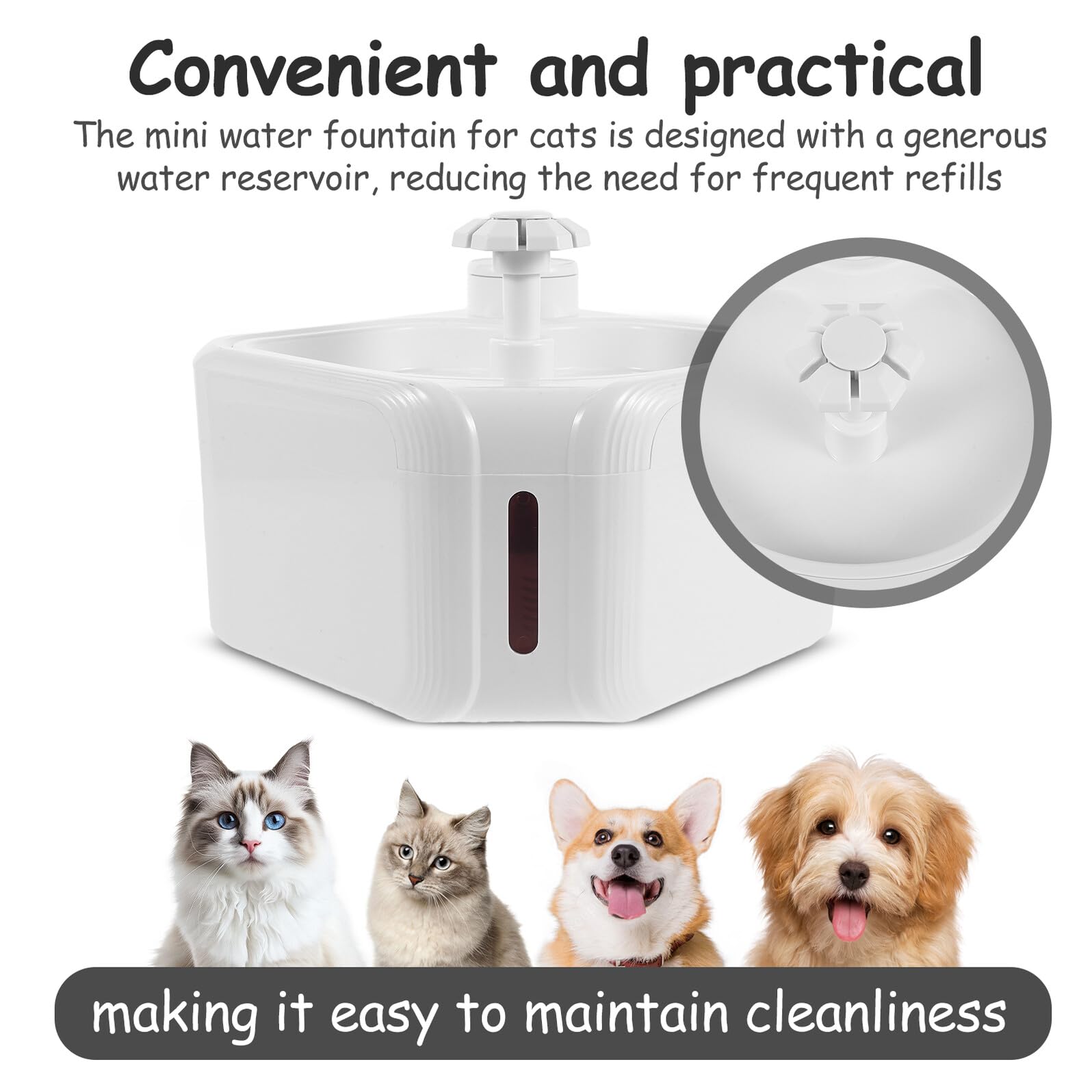 SUPVOX Fontana per Gatti e Cani di Piccola Taglia Automatica Silenziosa con Filtro Multistrato Serbatoio Grande Bianca per Interni Abbeveratoio per Animali Domestici senza Goccia