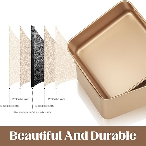 Miniatura 4 de Bandejas para hornear, paquete de 2 bandejas antiadherentes para hornear, bandeja para galletas, molde para brownies, molde para pan para horno