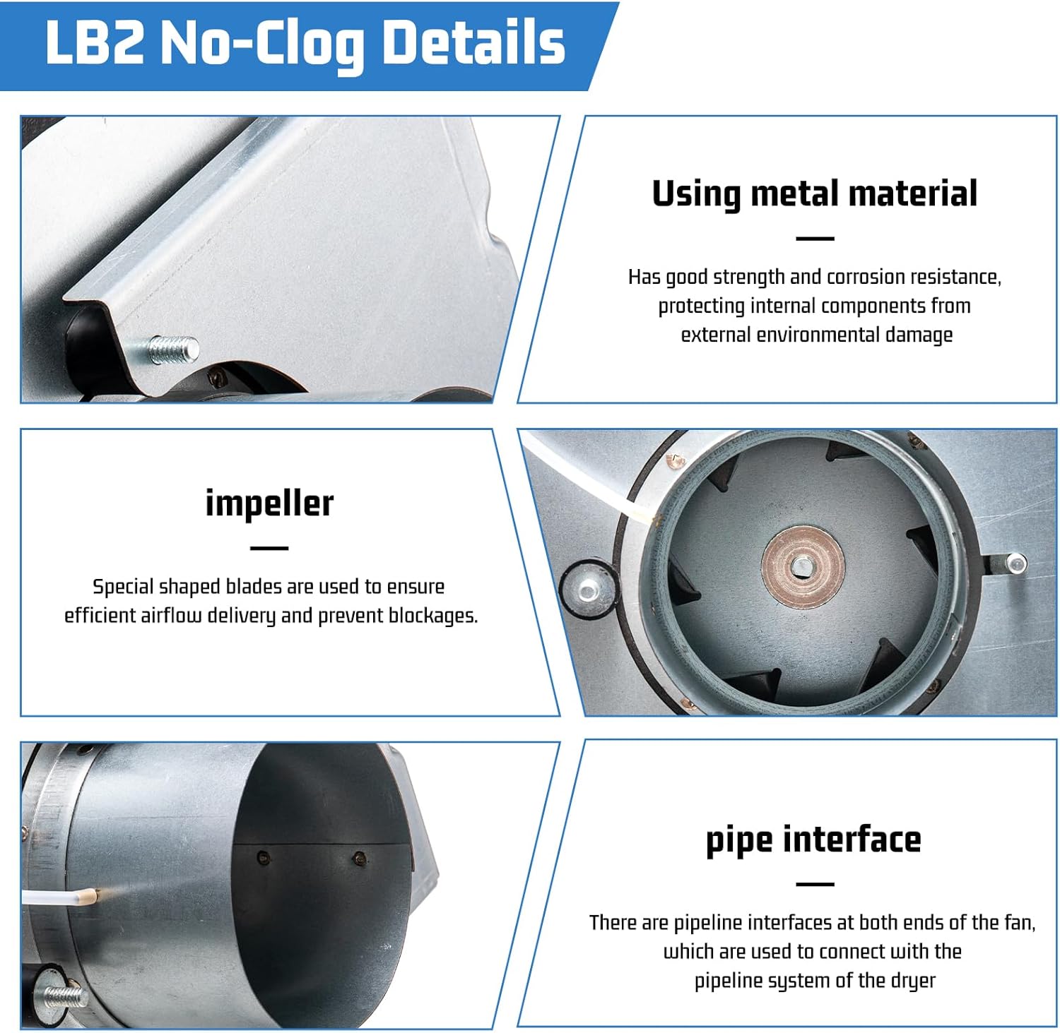 Dryer Duct Booster Fan, LB2 Dryer Duct Booster Fan with Automatic Activation 4" DBF2 - Zero Maintenance, No-Clog